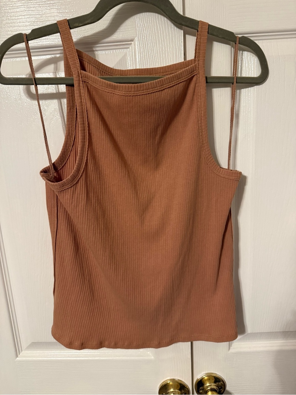 We The Free Ribbed Square-Neck Tank in Rust Brown